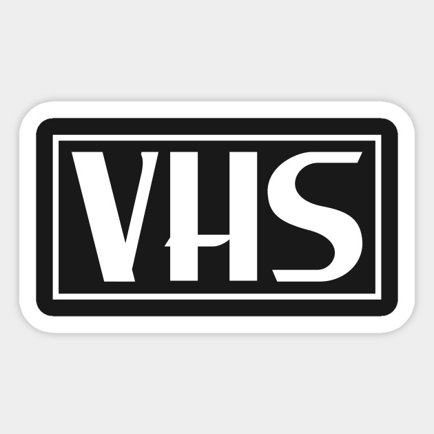 VHS Logo in White Vhs Sticker TeePublic